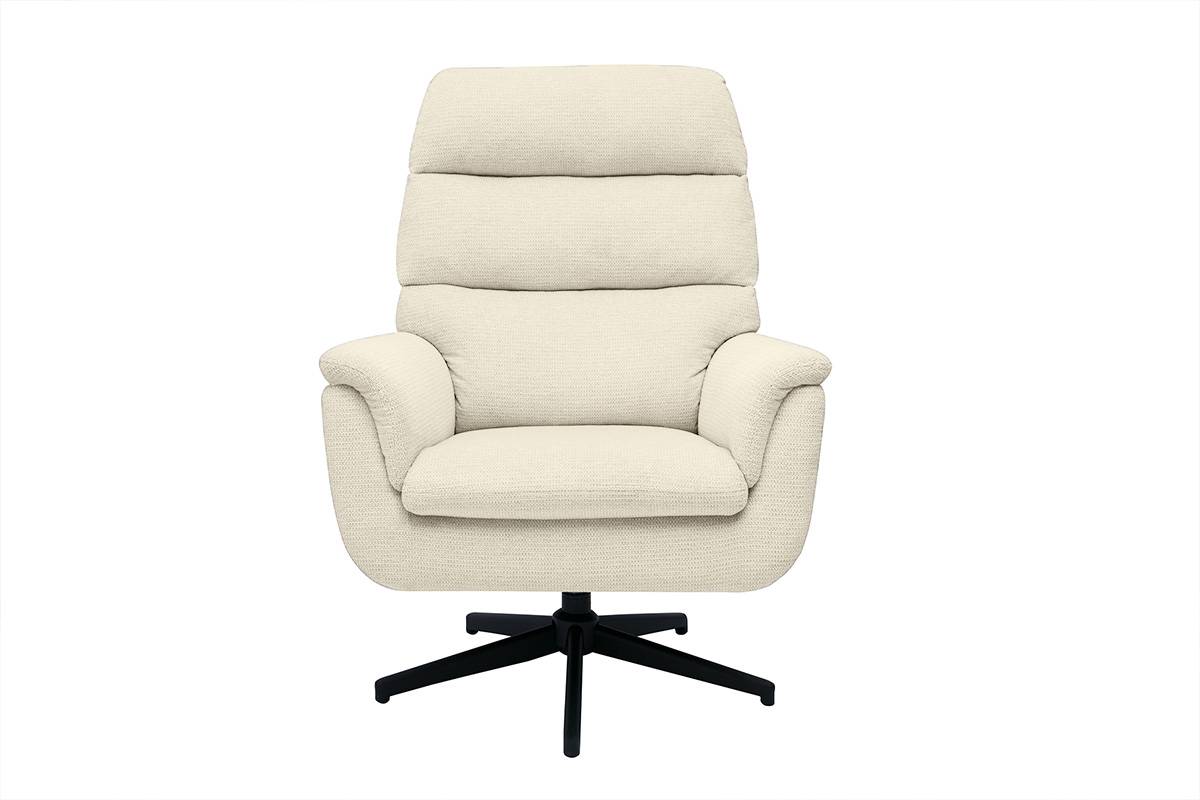 Fauteuil pivotant JONAH en tissu chenille beige et métal noir - Fauteuil Miliboo 