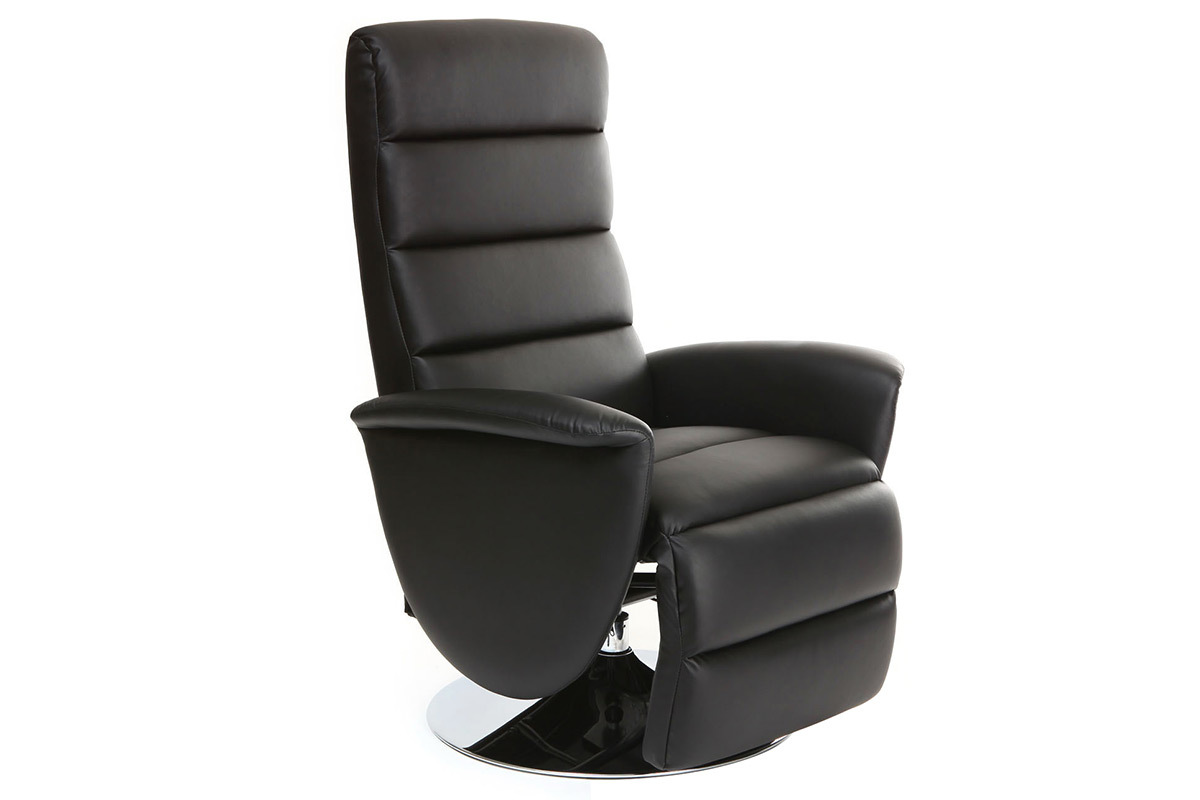 Fauteuil relax manuel NELSON noir pas cher de Miliboo : Réduction de 10%