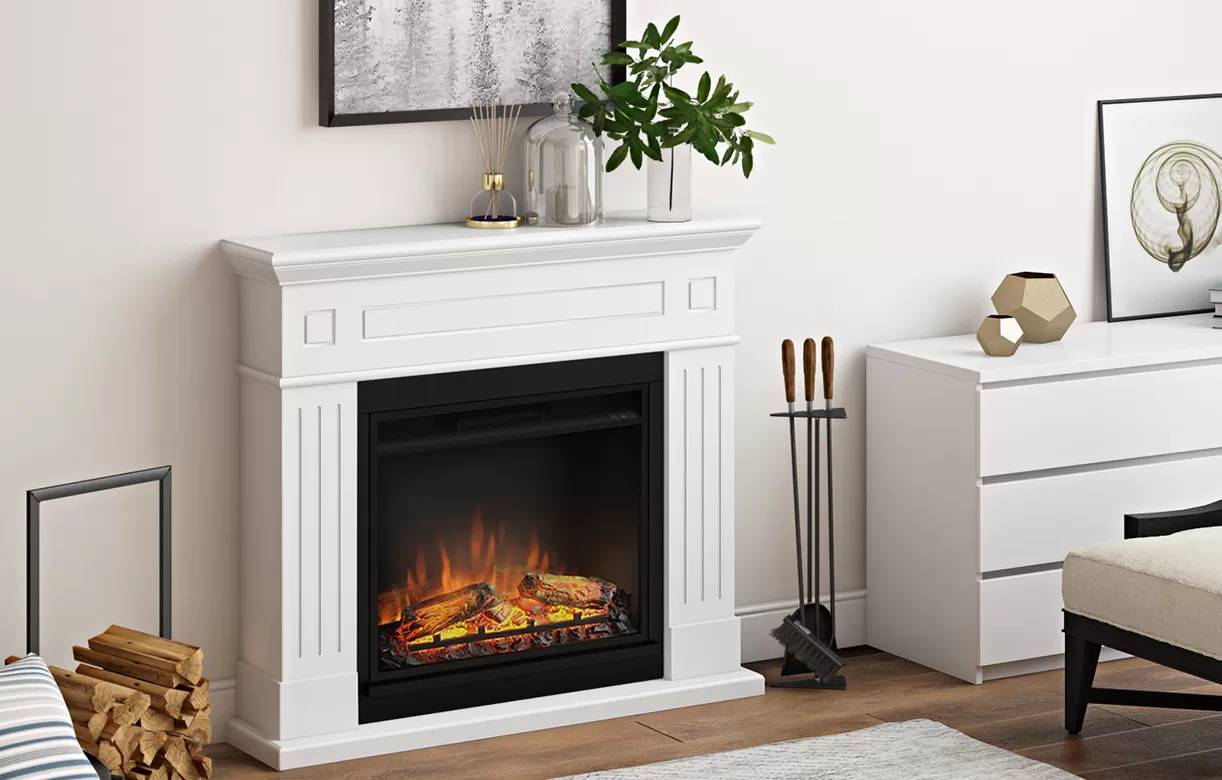 Cheminée électrique décorative Larsen TAGU Powerflame Blanche pas cher - Élégance et Chaleur pour Votre Intérieur