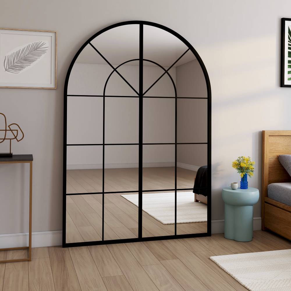 Grand miroir fenêtre arche FAUSTIN en métal noir 137x200 cm - Maisons du Monde