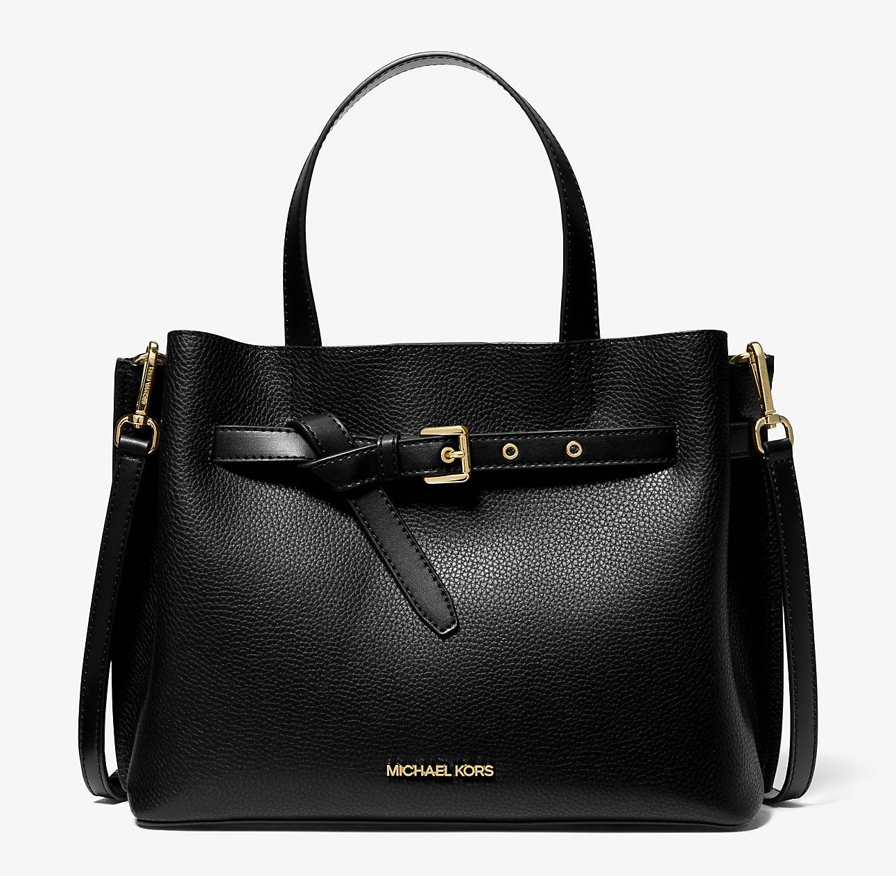 Michael Kors Grand sac Emilia en cuir grainé noir : Réduction de -50% 