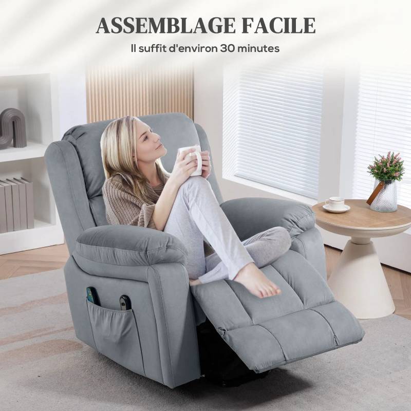 Fauteuil Releveur Électrique HOMCOM avec Massage et Chauffage