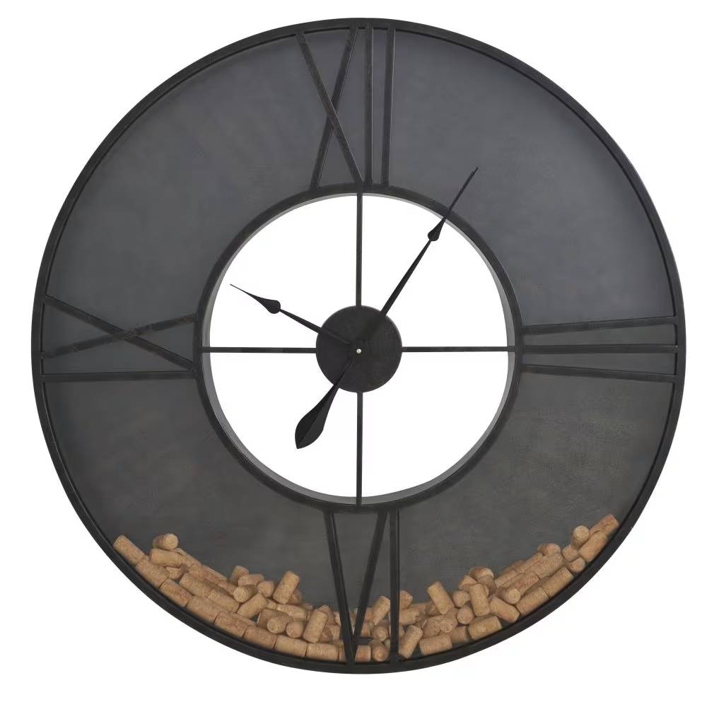 Horloge murale DETROIT en verre et métal noir avec bouchon de liège - Maisons du Monde