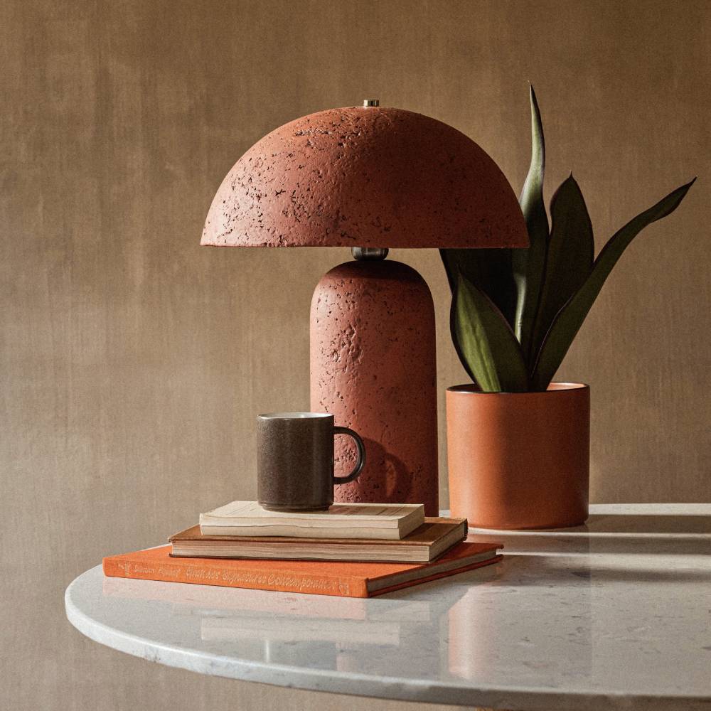 Lampe champignon ASSNA en céramique texturée terracotta - Lampe à Poser Maisons du Monde