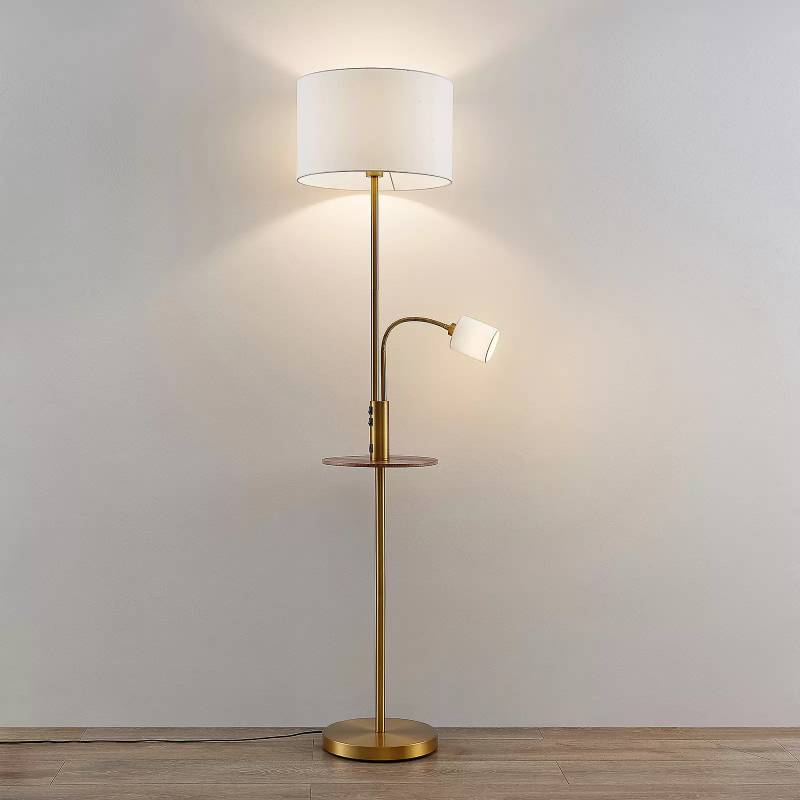 LINDBY Lampadaire AOVAN  bronze, tablette, prise USB