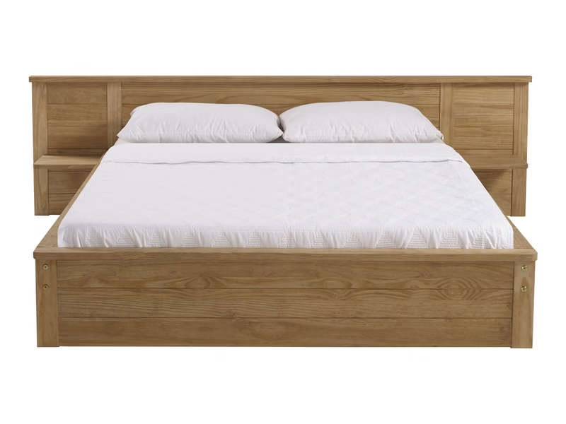 Lit adulte MARLEY W 160x200 cm bois clair ciré - Conforama