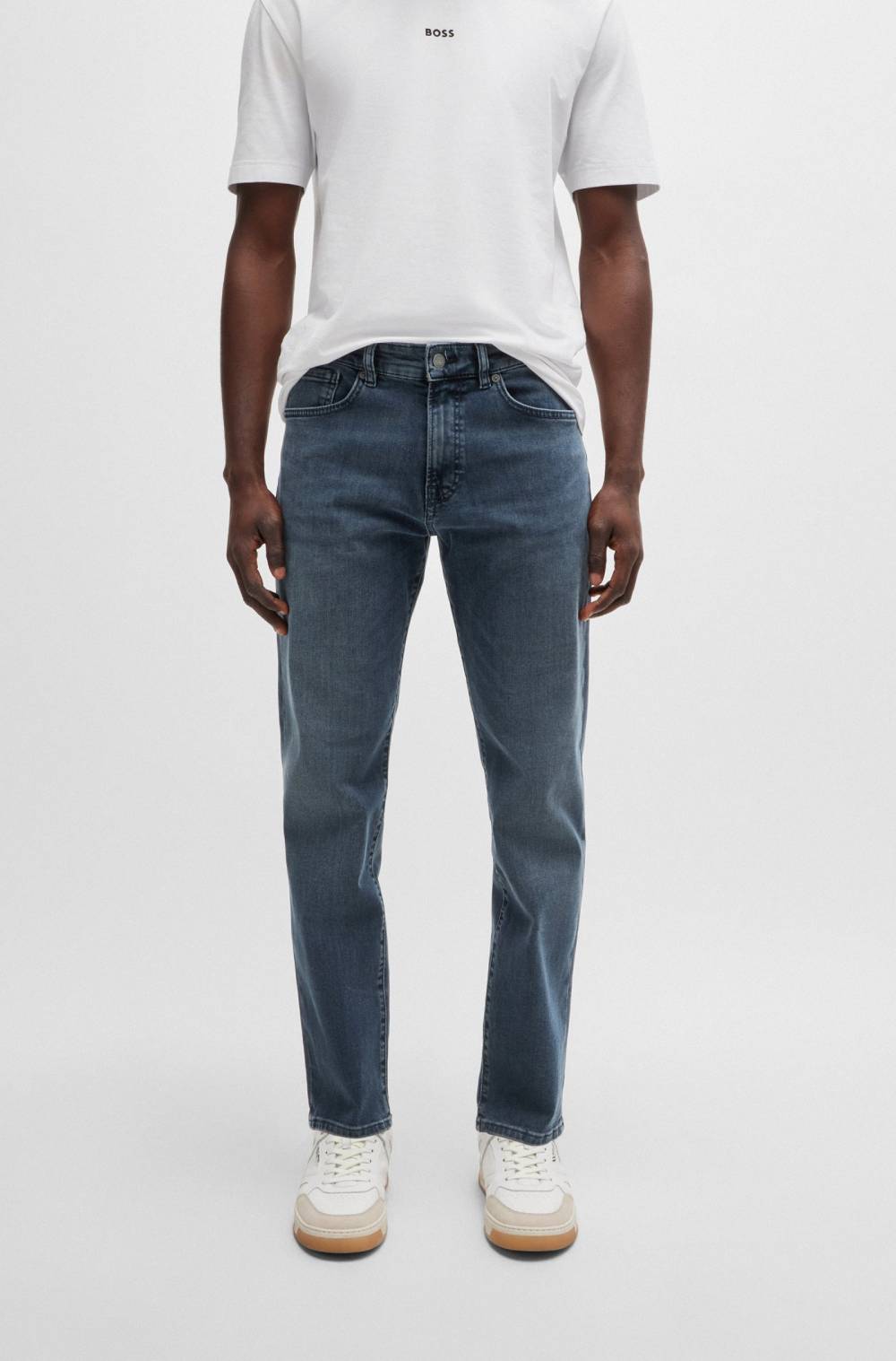 BOSS RE.MAINE BO Jean Regular en denim bleu-noir doux et confortable