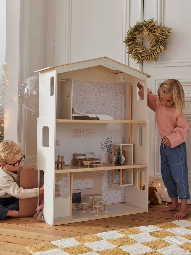 Maison de poupée en bois FSC® blanc - Vertbaudet