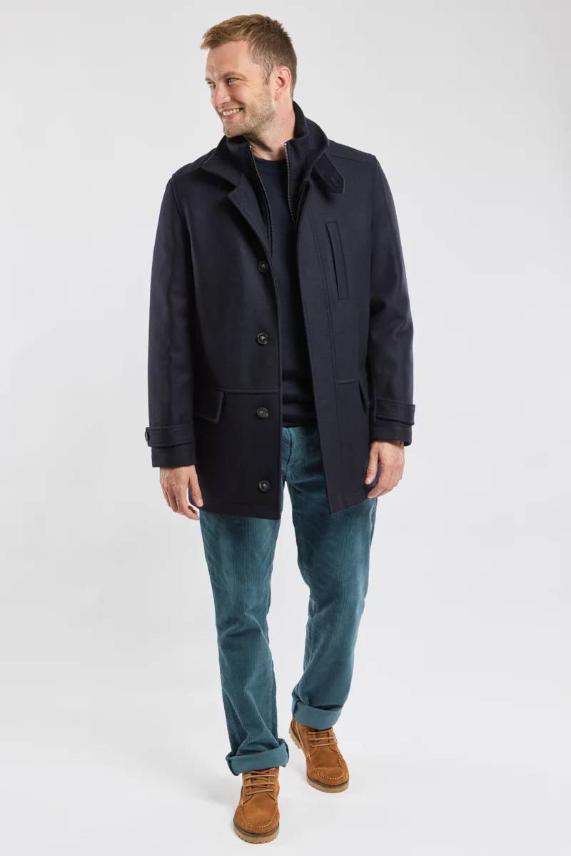 Manteau avec parementure Homme Armor Lux drap de laine Rich Navy