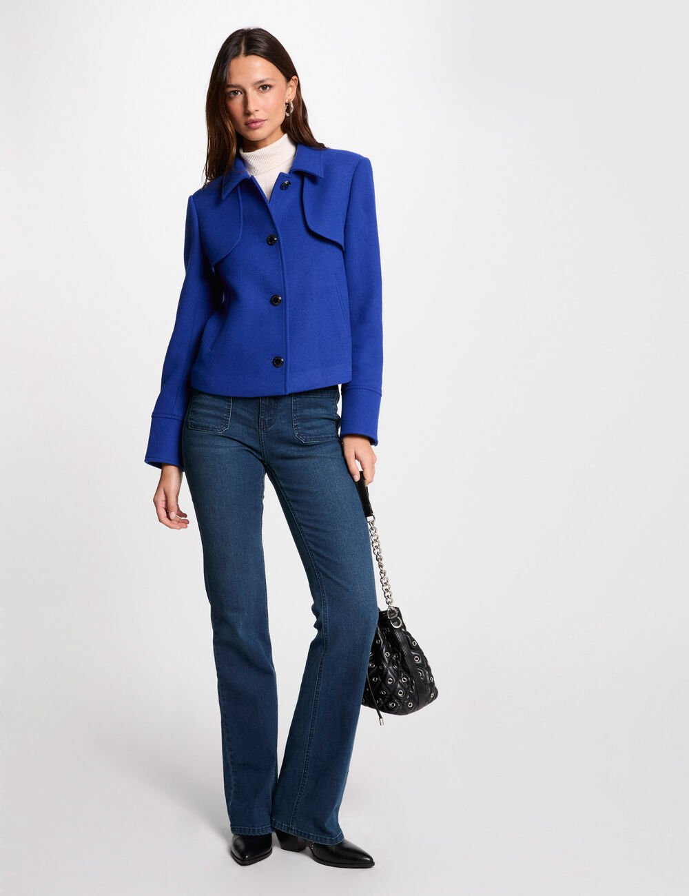 Manteau Court Boutonné GMIM1 Morgan Bleu