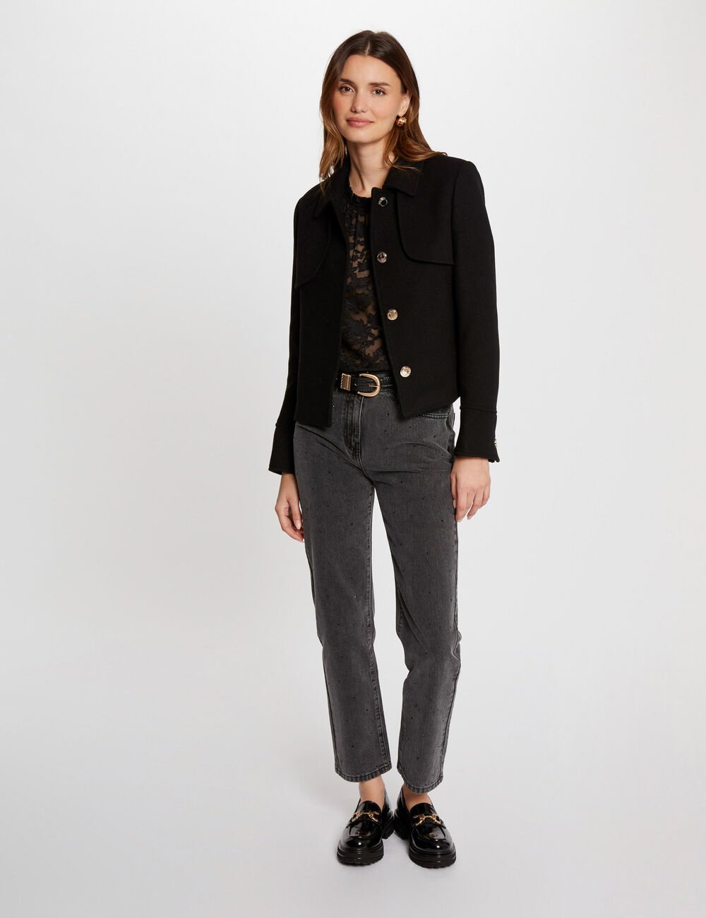 Manteau court boutonné GMIM Morgan noir