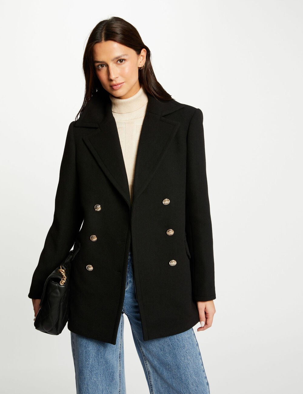 Manteau droit GCAB Morgan avec boutons noir