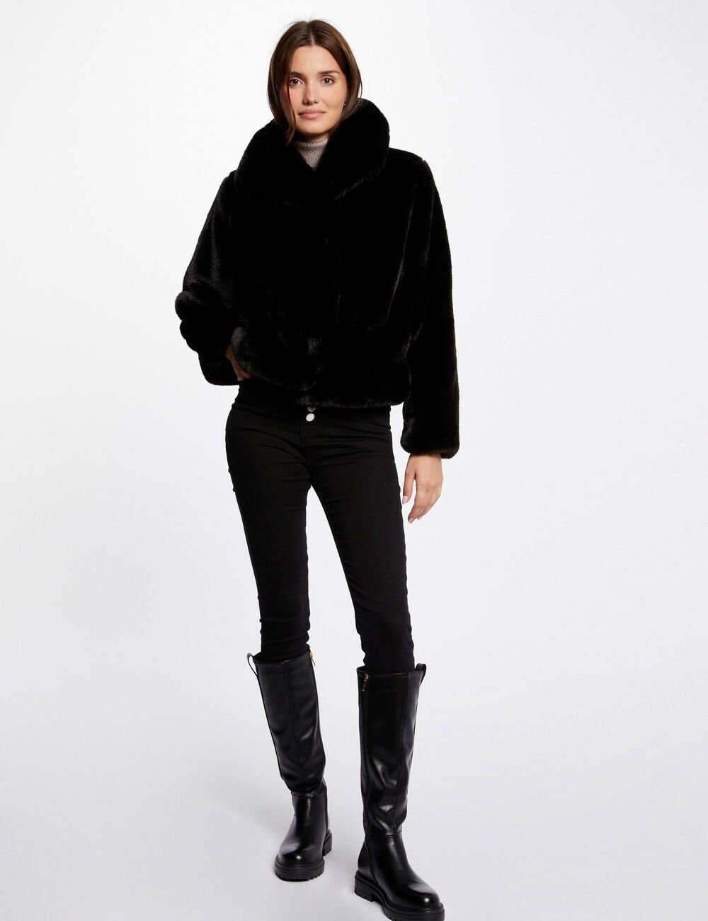 Manteau imitation fourrure GEDOU Morgan noir