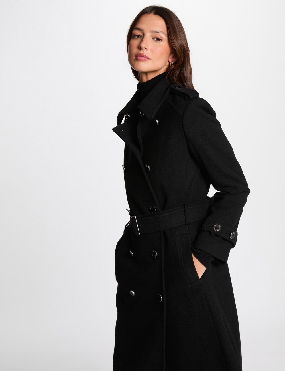 Manteau long ceinturé GETINA1 Morgan noir