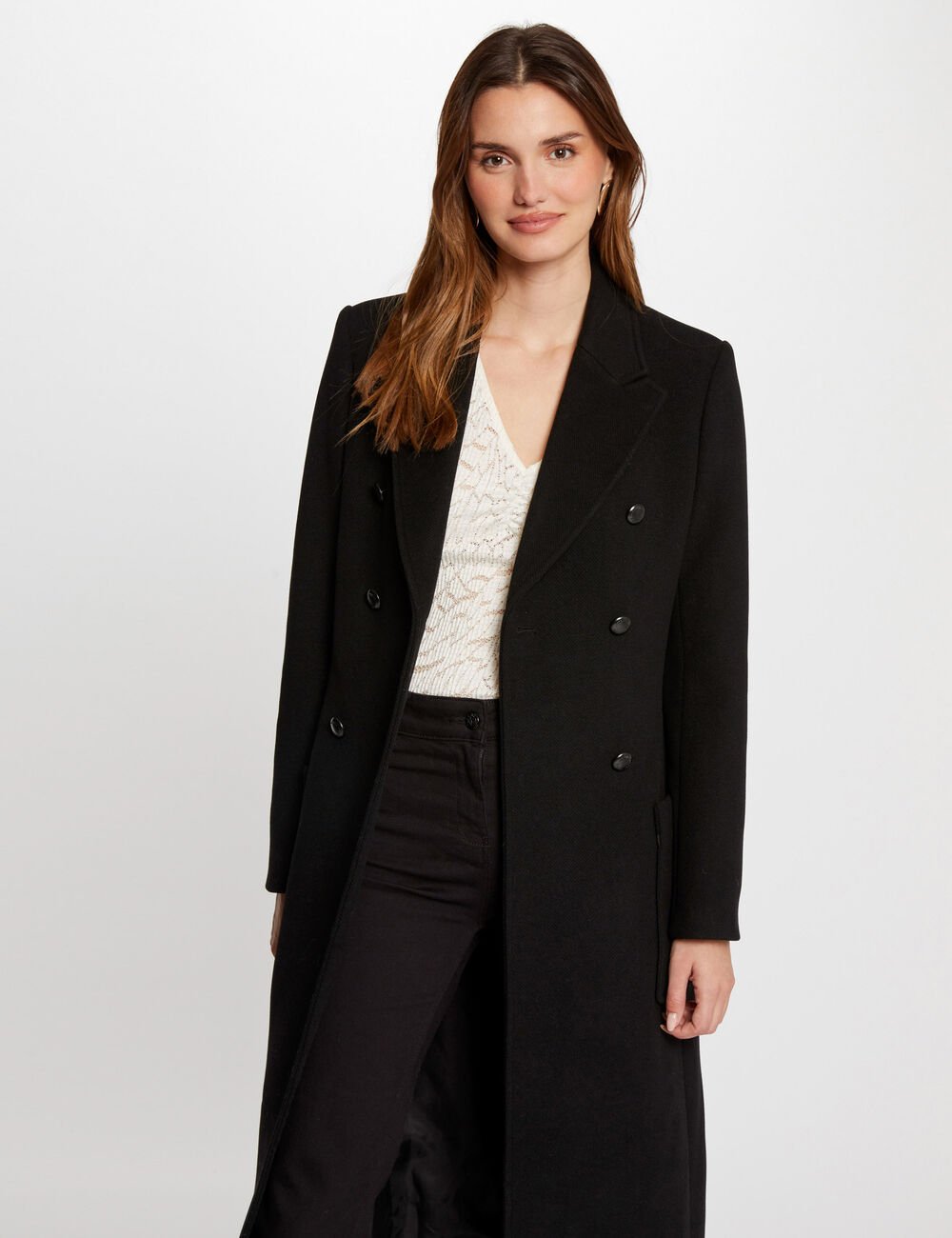 Manteau long droit GMIDI Morgan noir