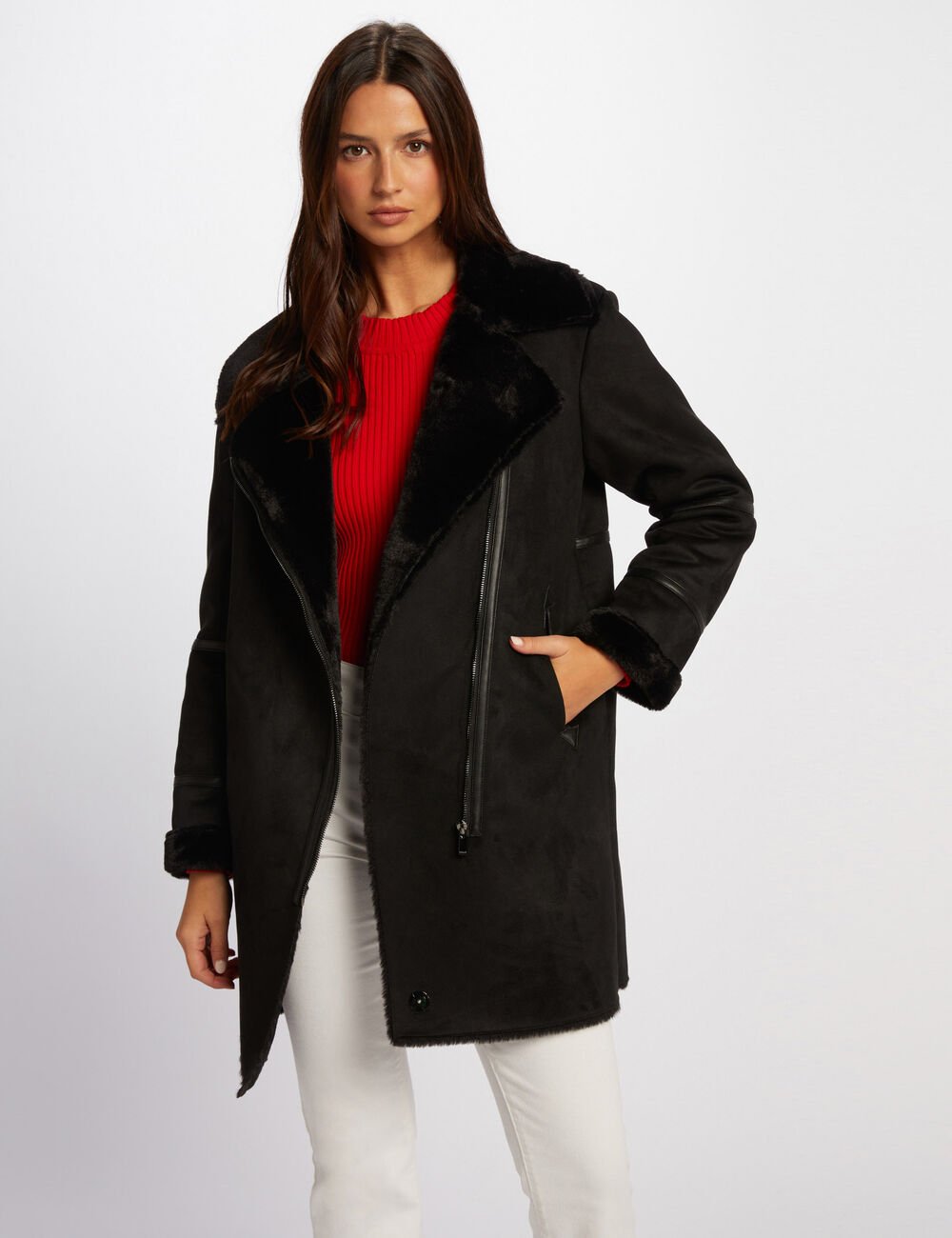 Manteau long suédine GLANA Morgan noir