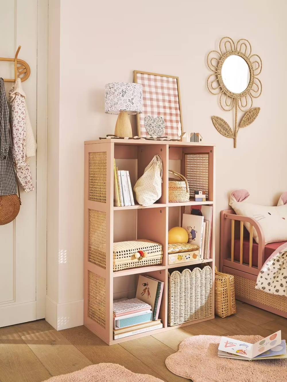  Meuble 6 cases LIGNE POÉSIE rose nude pas cher - Meuble de Rangement Enfant Vertbaudet