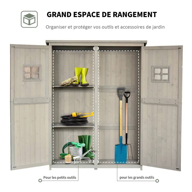 Abri de Jardin Armoire en Bois OUTSUNNY Remise pour Outils Toit Incliné Bitumé