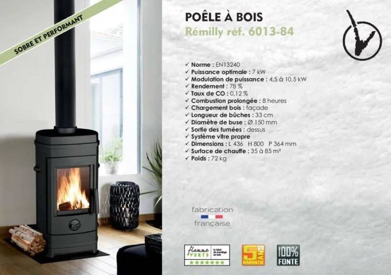 Poêle à Bois INVICTA Remilly 7 kW  pas cher : Réduction Black Friday à -16% sur Cdiscount