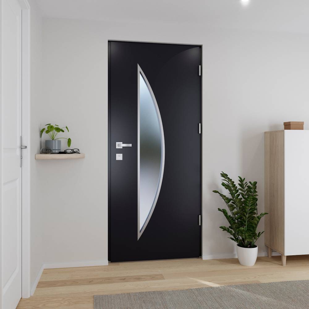 Porte d'entrée FORTIA RAL 7016 RICARDI acier gris poussant droit