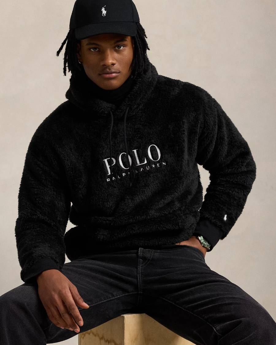 Polo Ralph Lauren Sweat à capuche logo en sherpa noir pour Homme