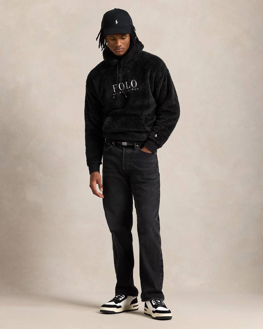 Polo Ralph Lauren Sweat à capuche logo en sherpa noir pour Homme