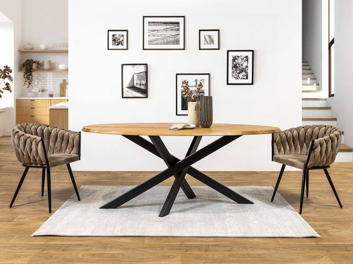 SOLDES Table à manger ovale ADELE Bobochic 200 cm chêne massif : Réduction de -23%