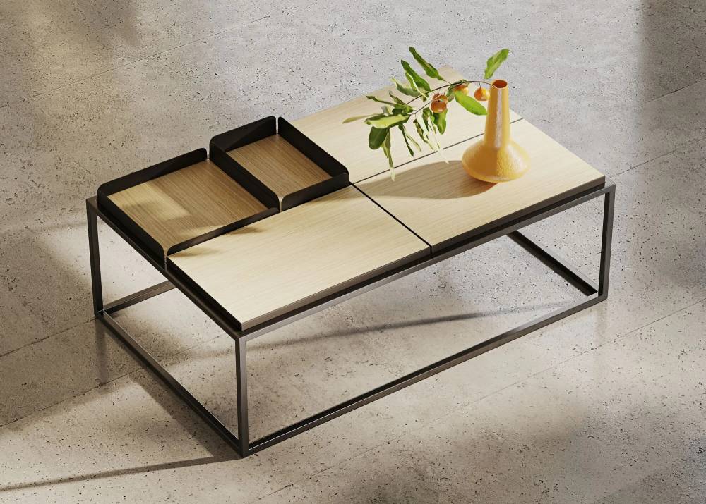 Table basse rectangulaire Taline TEMAHOME : 5 plateaux modulables pour un salon personnalisé