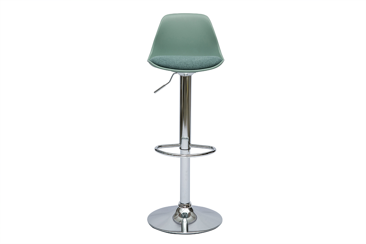 Tabourets de bar design STEEVY vert de gris (lot de 2)