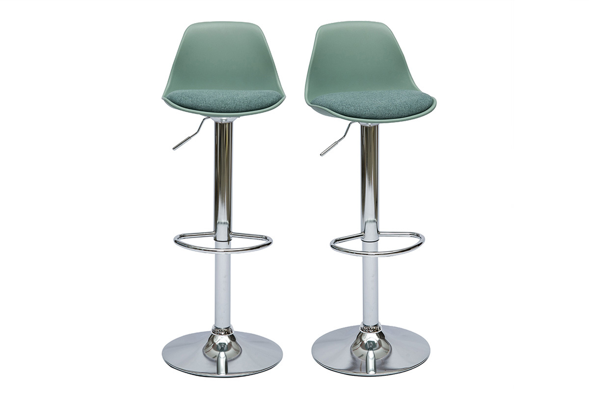 Tabourets de bar design STEEVY vert de gris (lot de 2) pas cher - Tabouret de Bar Miliboo 