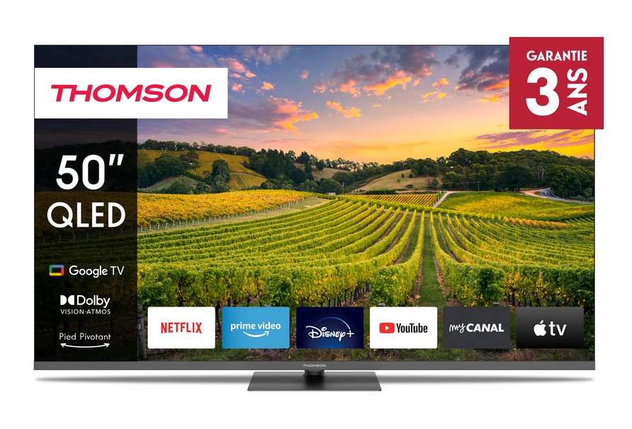 TV QLED THOMSON 50QG5C14 127 cm GoogleTV pied central pas cher : Le téléviseur idéal pour votre salon 