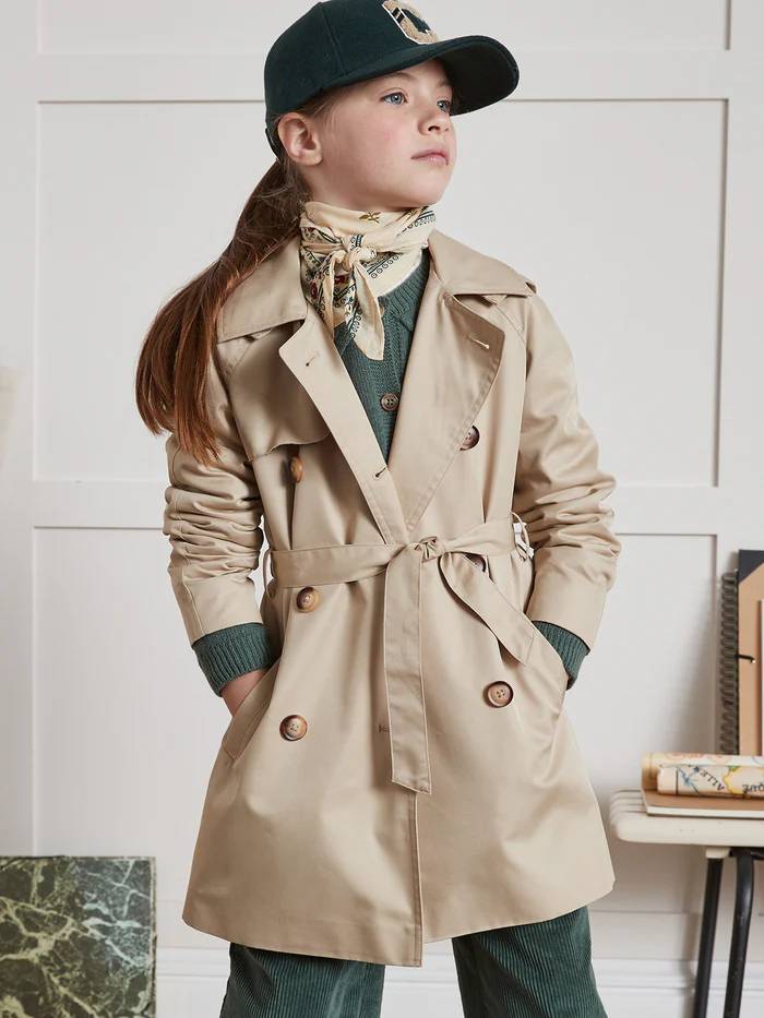 Trench iconique Fille Cyrillus Capuche amovible Beige