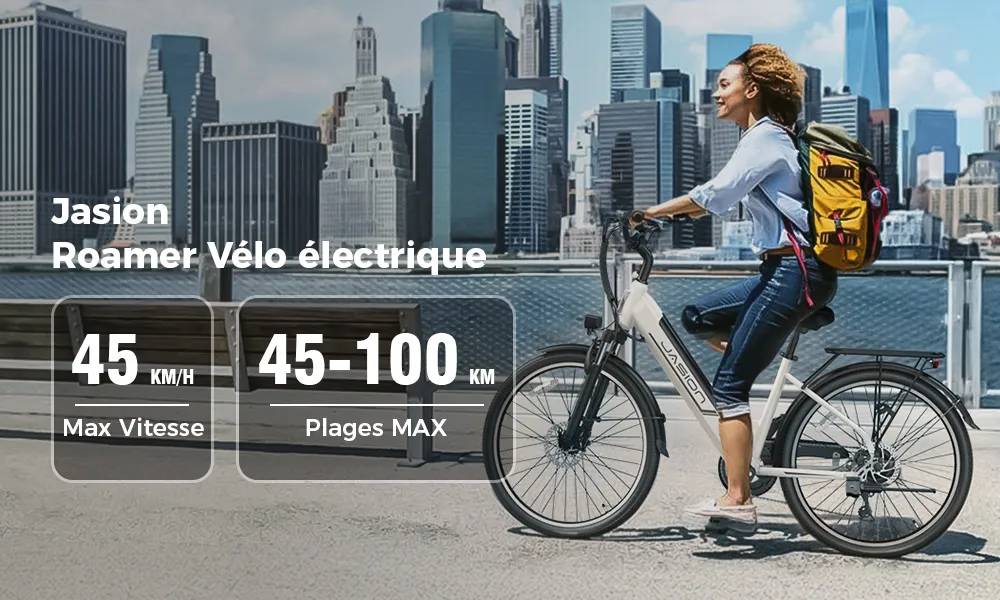 Vélo électrique JASION Roamer ST 45km/h Max Autonomie 45-100 km pas cher : Performances et Économies au Rendez-vous