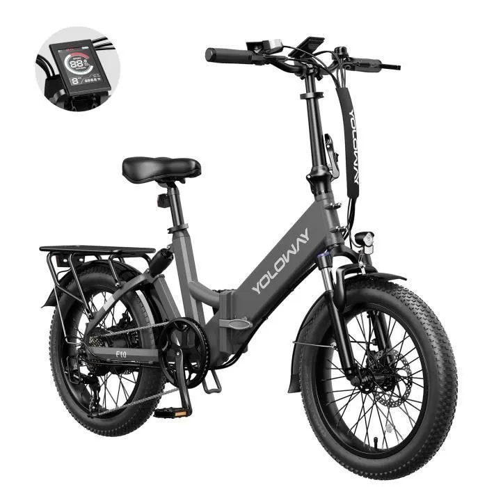 Vélo électrique pliable YOLOWAY F10 25km/h Maxi Autonomie 40-90 km