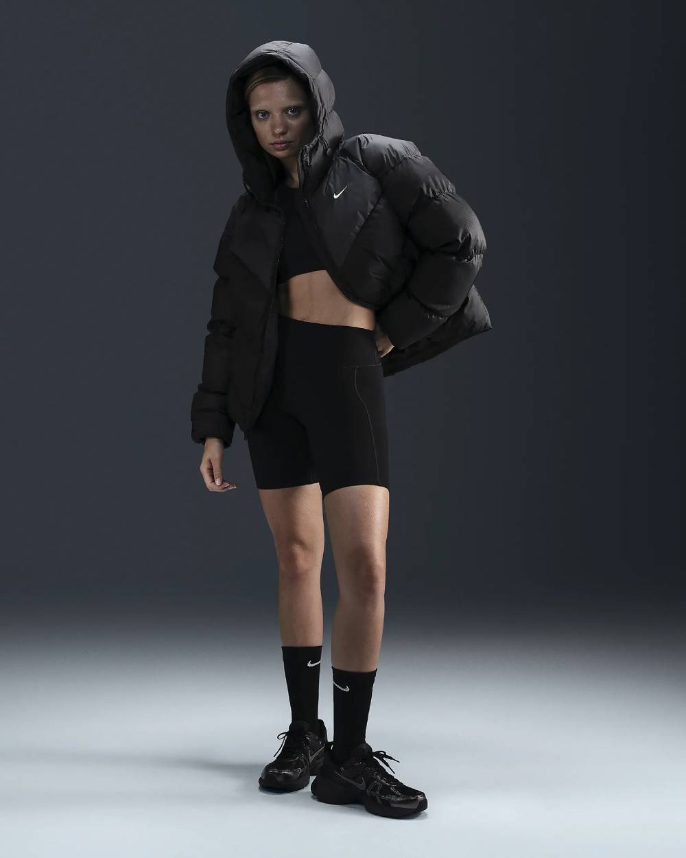 Nike Sportswear Windpuffer Veste ample Storm-FIT pour Femme Noir/Blanc