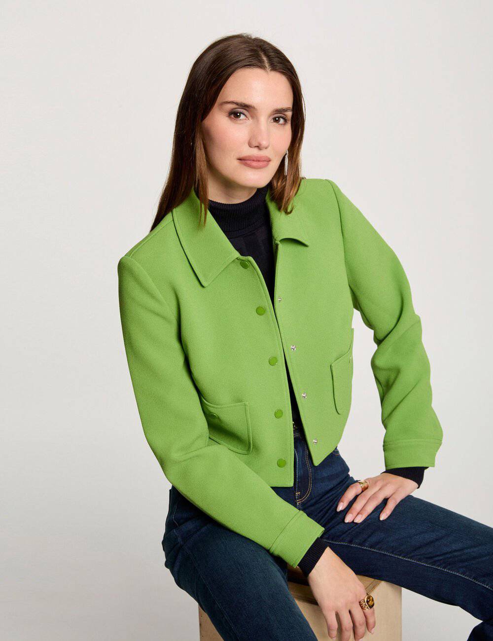 Veste courte boutonnée VGREEN Morgan vert anis