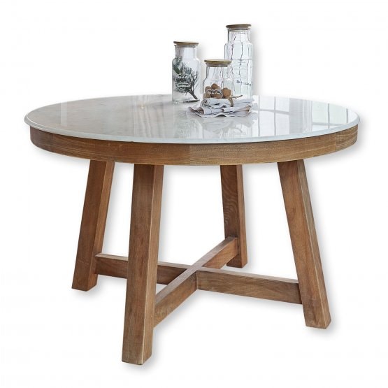 Table MISTRAL Bois de manguier marron/blanc - Loberon