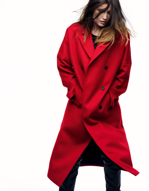 manteau cintré rouge femme
