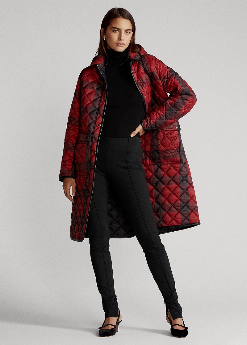 manteau femme carreaux rouge et noir