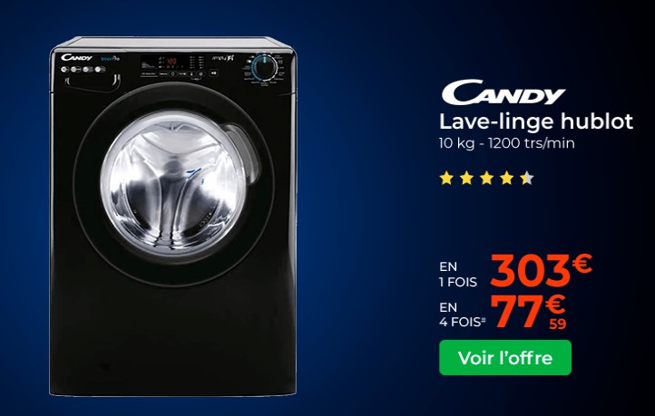 CANDY CO12103DBBE - Lave-linge 10 Kg - 1200 Trs - E - Noir