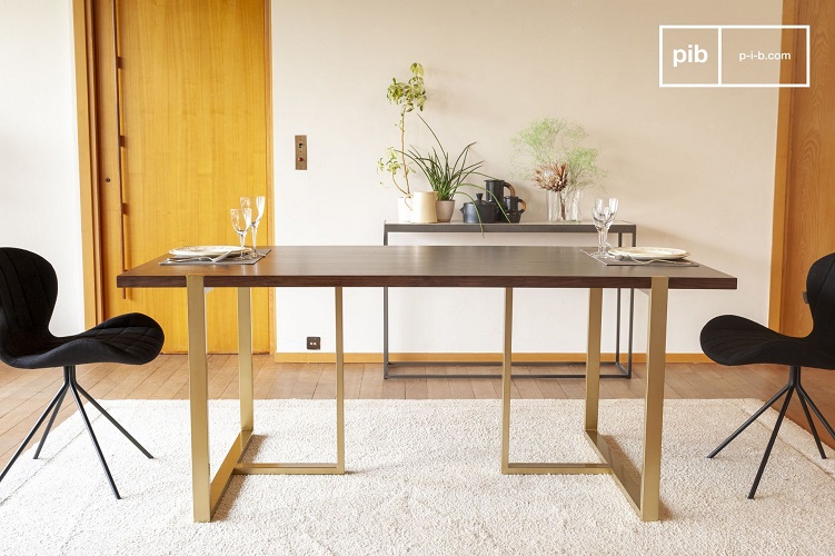 Table de repas NEUTRA en métal doré et bois marron - Maisons du Monde