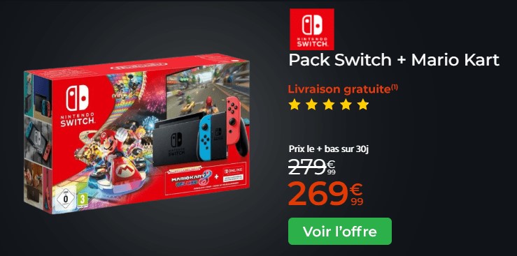 Pack Console Nintendo Switch + Jeu Mario Kart 8 Deluxe - Console Nintendo  Switch - Achat & prix