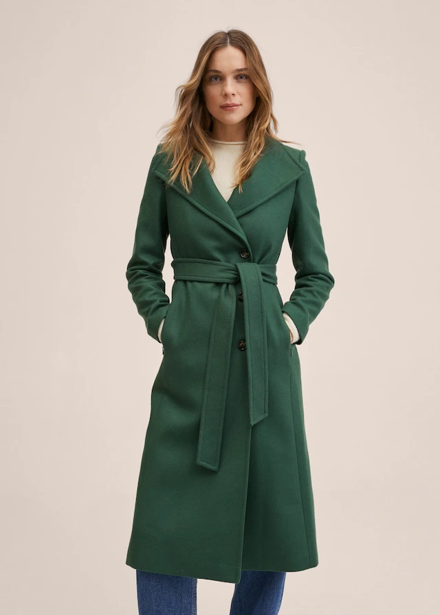manteau femme mango vert