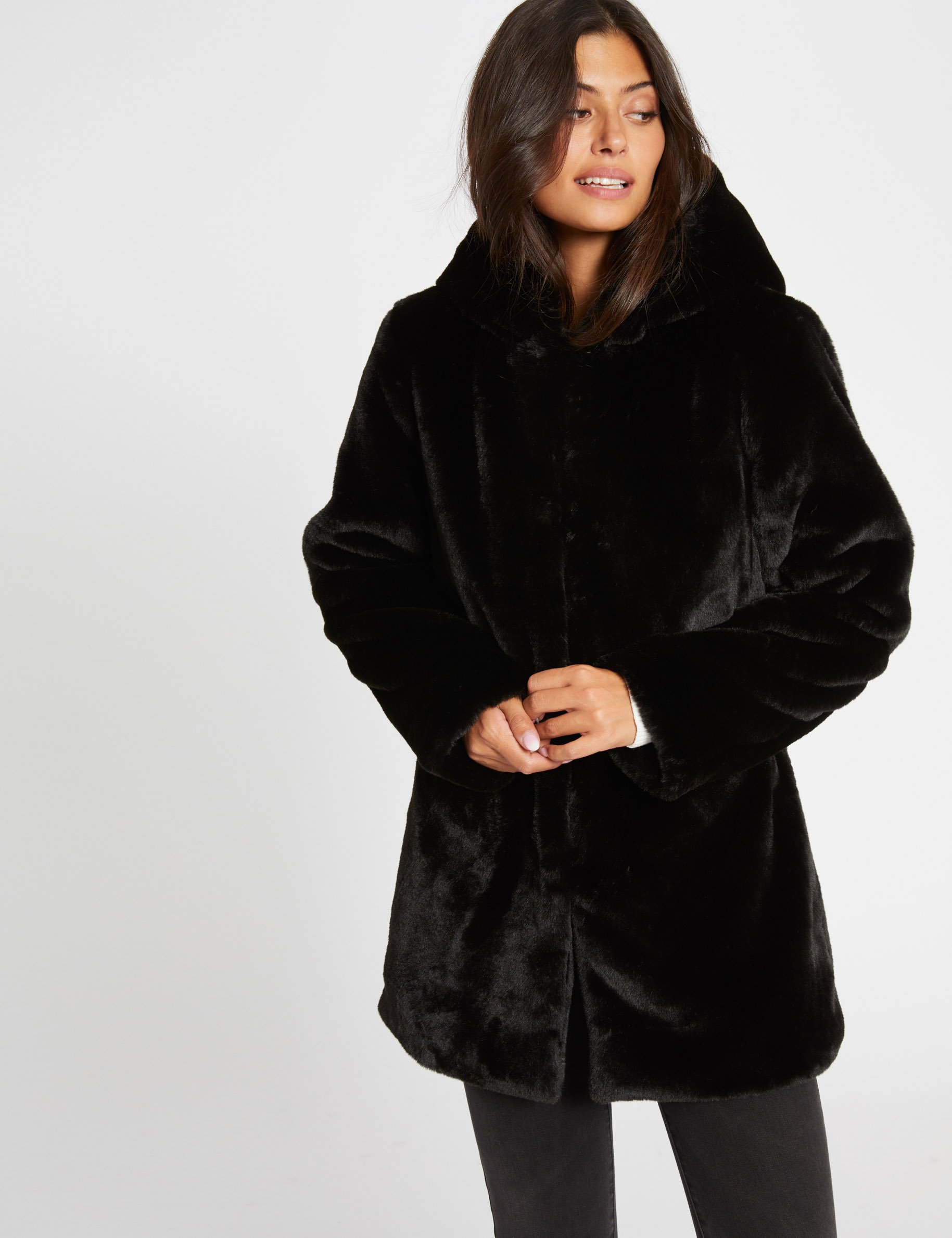 manteau de fourrure noir