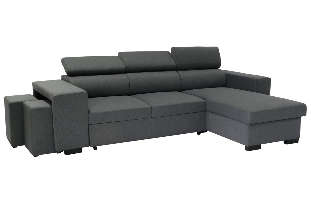 Canapé d'angle convertible NORWAY tissu NEVE anthracite - BUT