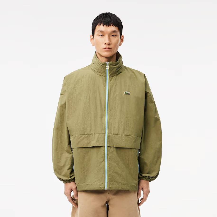 Coupe-vent déperlant Homme Lacoste à capuche amovible Vert Kaki
