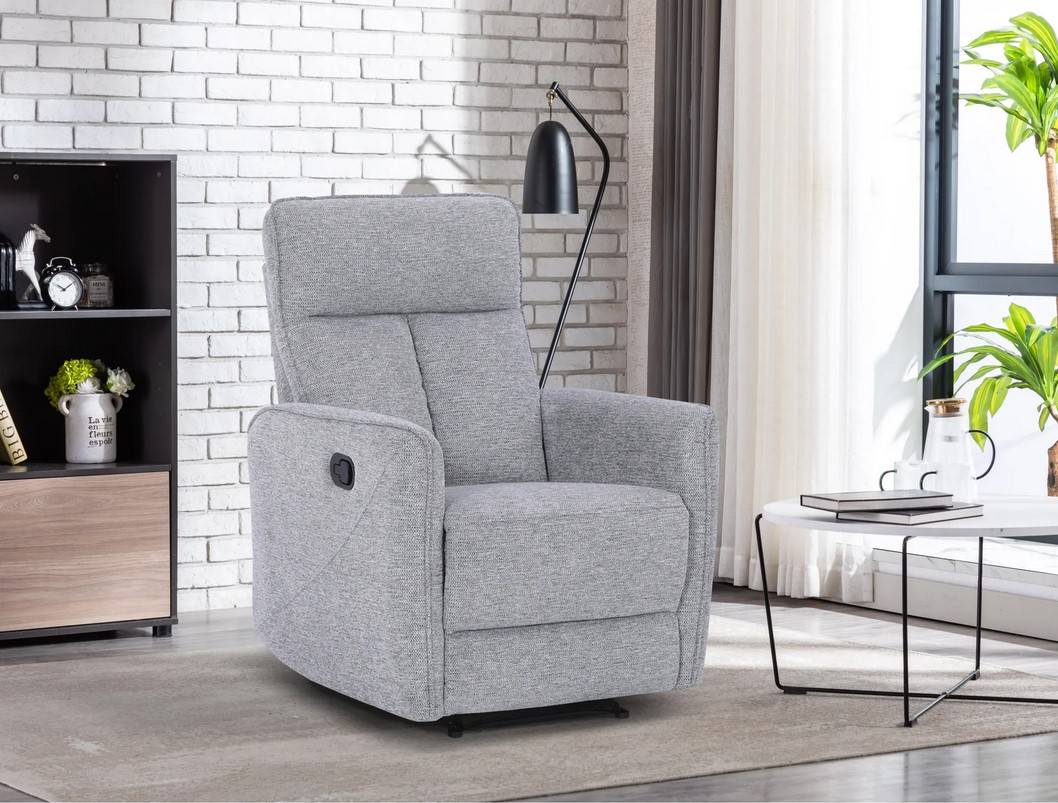 Fauteuil relax manuel JOY tissu gris pas cher - Fauteuil BUT