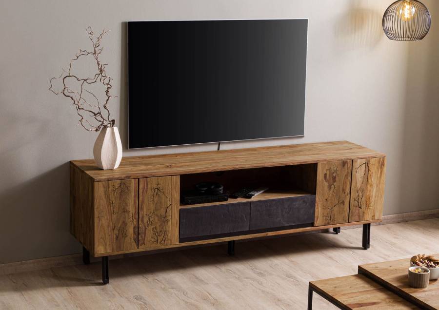 Meuble TV LICHTENBERG #117 185x45x60 cm en bois de Sheesham naturel - Massivmoebel24 