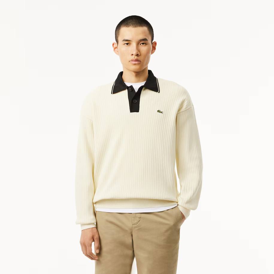 Pull polo relaxed Fit Homme Lacoste blanc