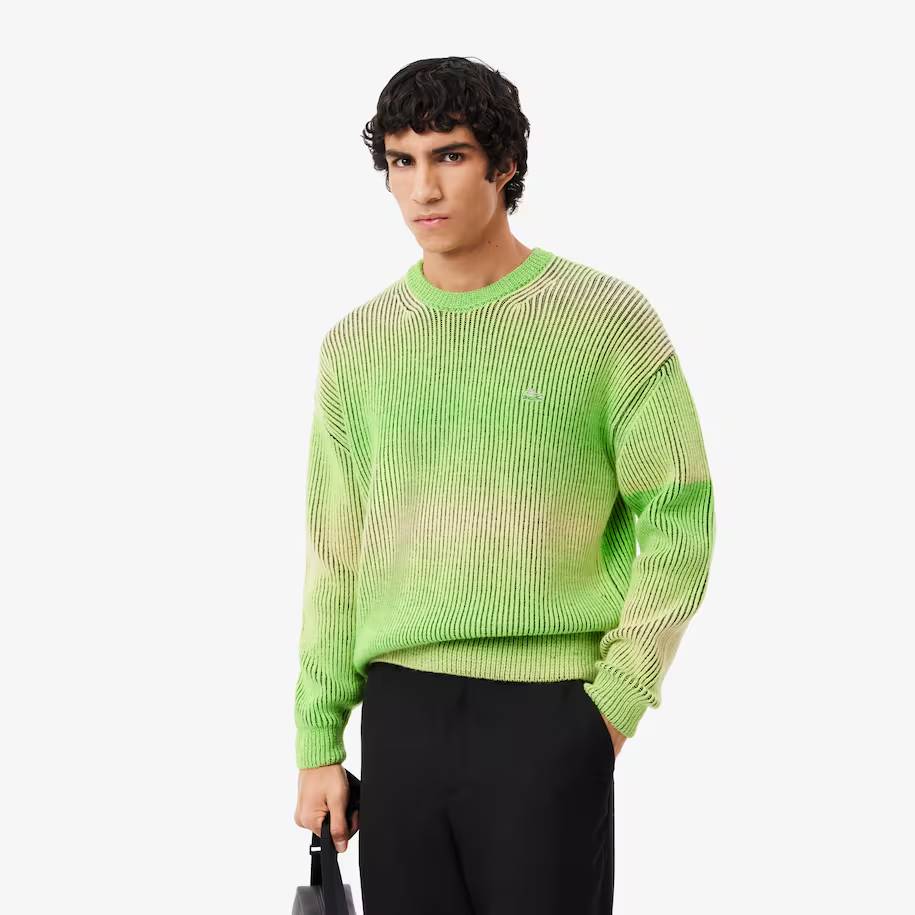 Pull Relaxed fit Homme Lacoste effet dégradé col rond Vert/Jaune/Noir